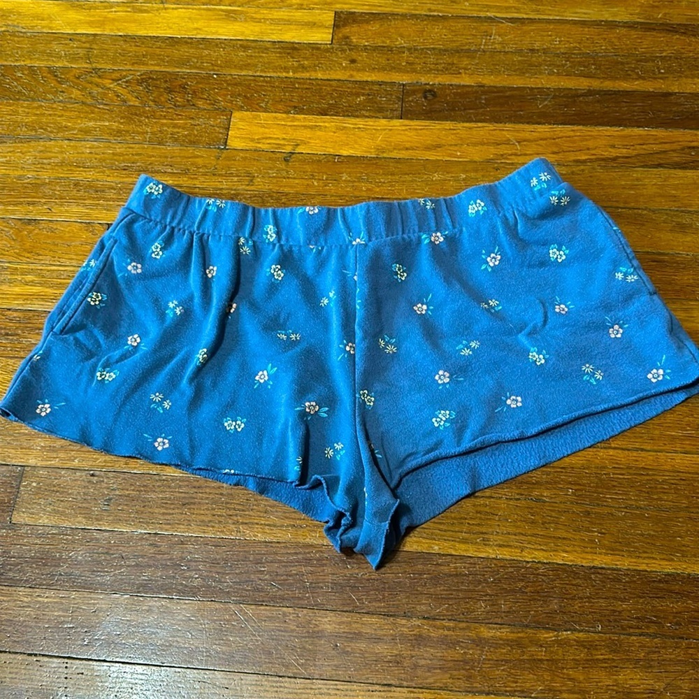Colsie Women’s Sweat Shorts, Blue Floral, Sz Lg